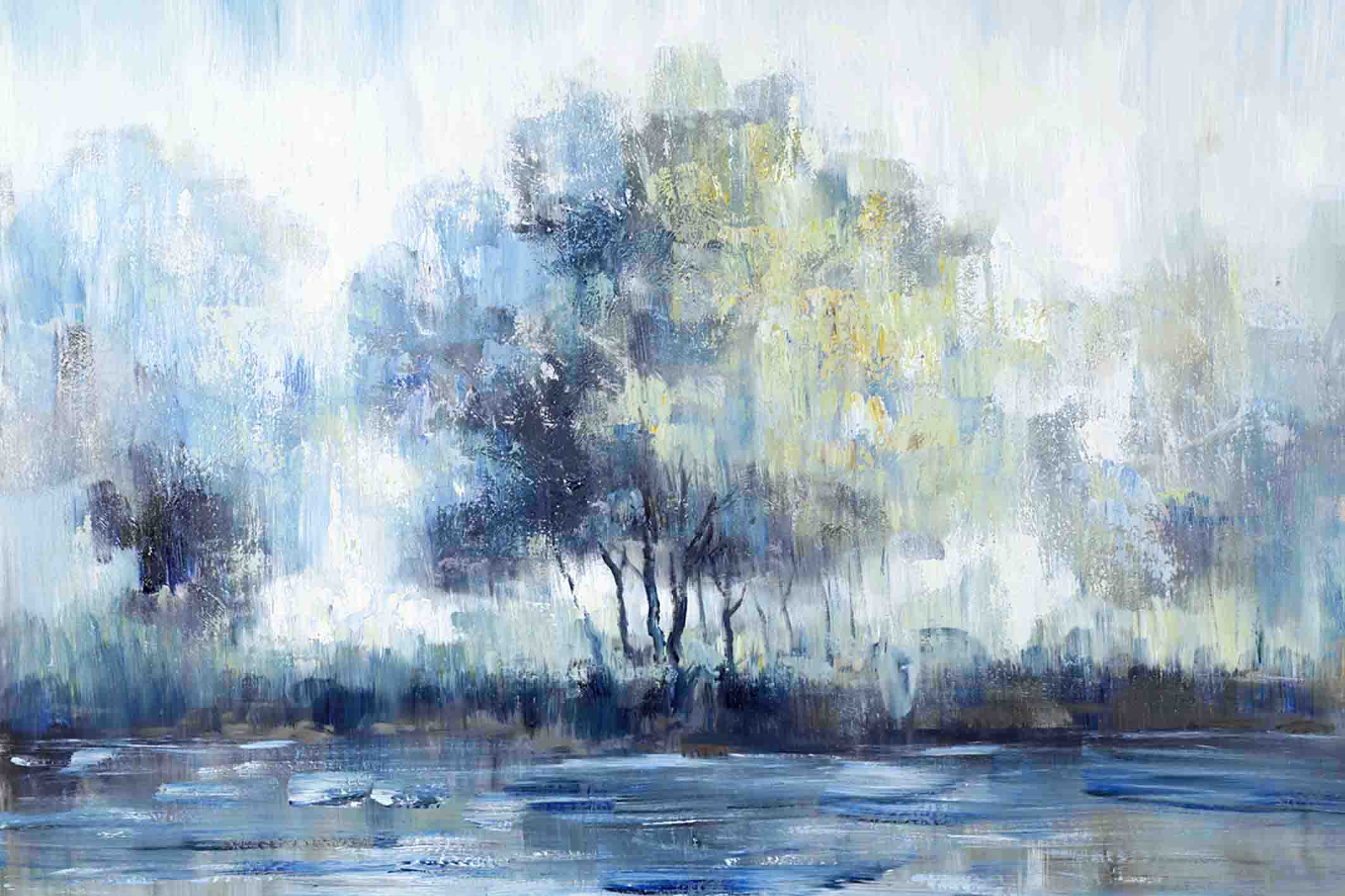 PXYW671 Wall décor art oil on canvas abstract landscape blue grey tones
